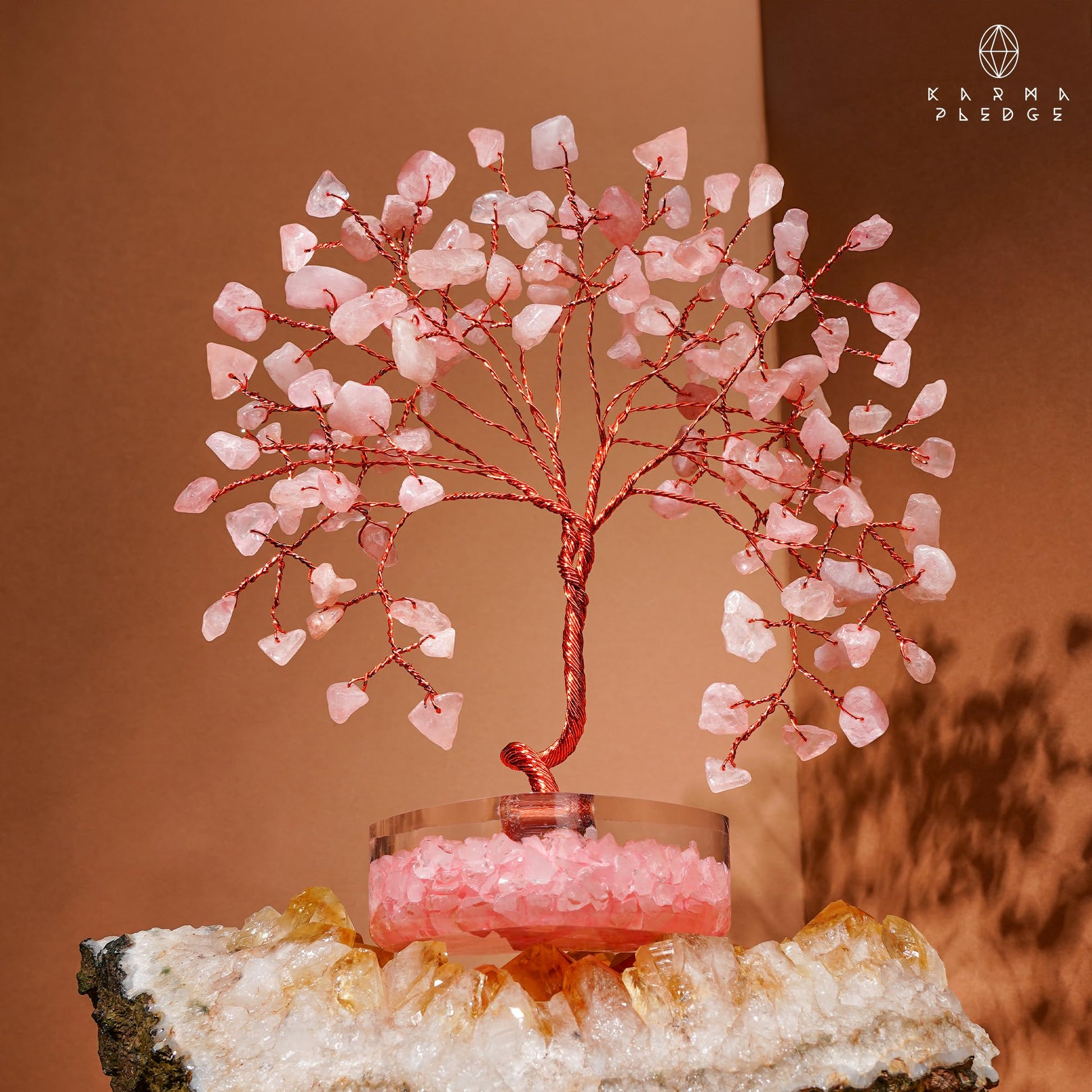 Rose Quartz Crystal Trees for Home Decor, Office Desk Decoration, Chakra Healing Crystals and Stone for Positive Energy, Money, Good Luck, Tree of Life Spiritual Birthday Gifts for Women and Mom