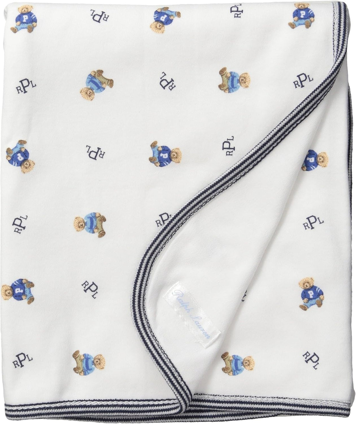 Polo Ralph Lauren Kids Printed Interlock Bearl Blanket White Multi/French Navy One Size