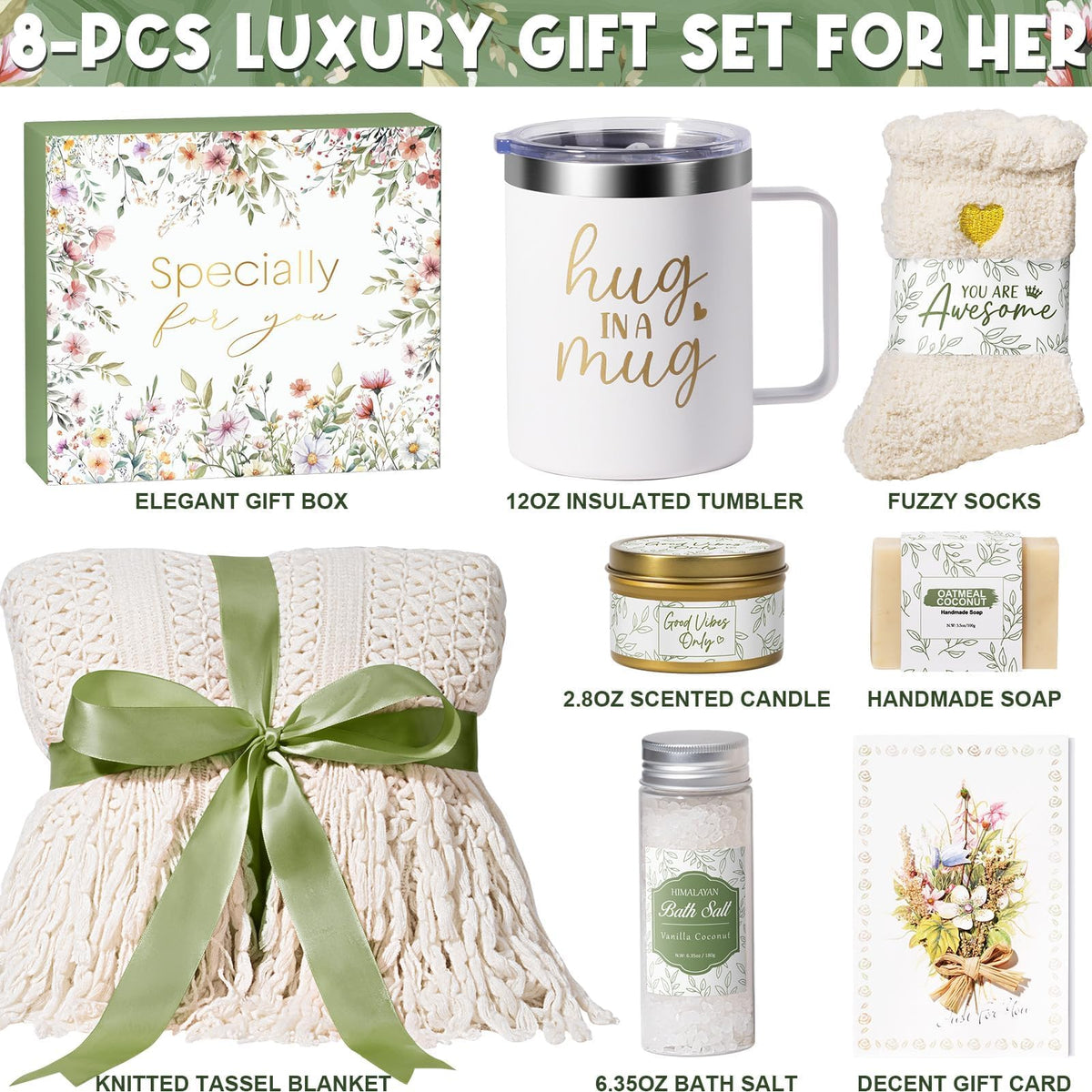 Self Care Gifts for Women Get Well Soon Gifts, Birthday Gifts for Women Care Package, Sympathy Gift Baskets Spa Gifts Set, Thinking of You Inspirational Christmas Gifts for Mom Her Friend Sister Wife