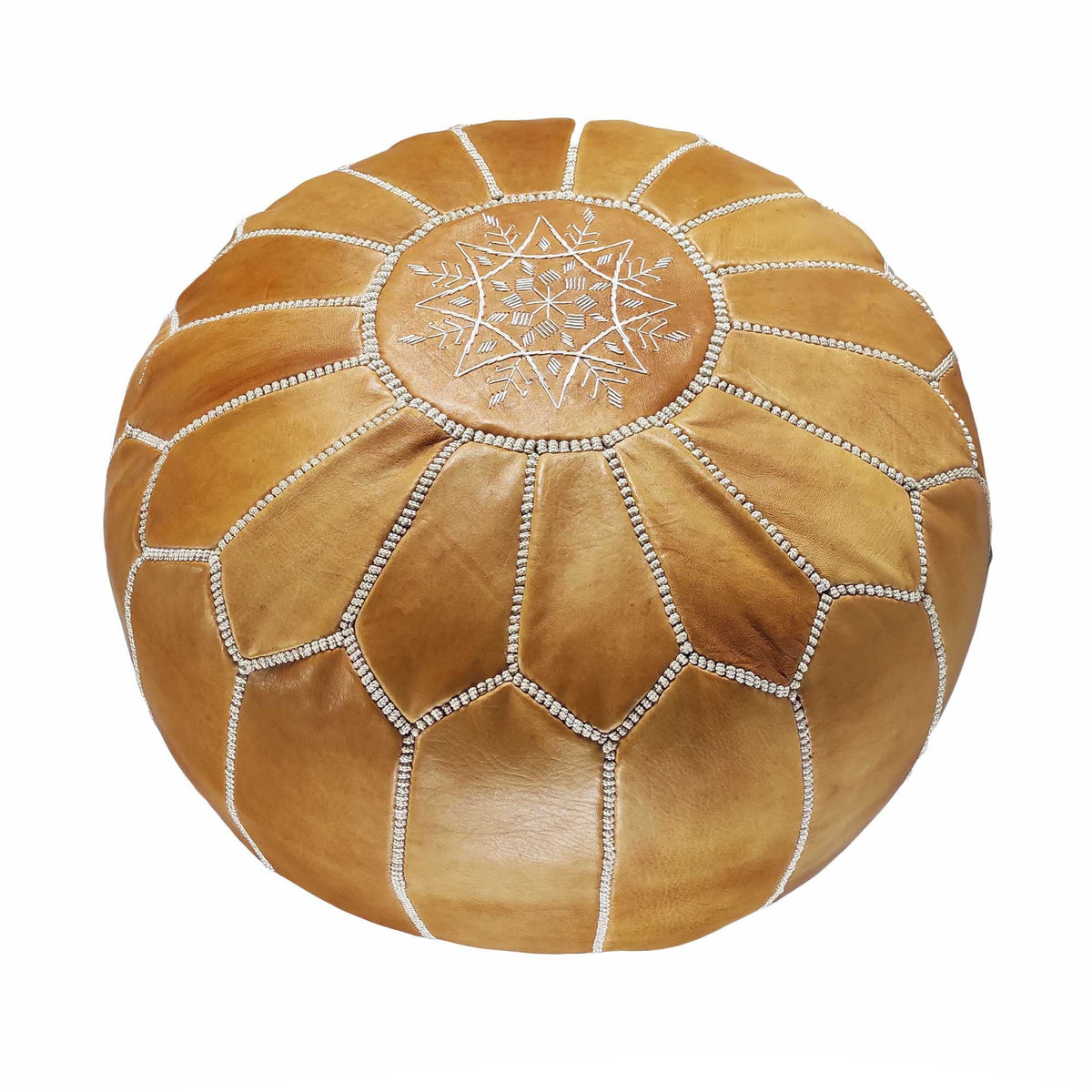 Fezcrafts Genuine Leather Moroccan Ottoman unstuffed Moroccan Pouf Footresf Livin Room Cocktail Seats Goatskin Tribal Bohemian Home Decor (Black)
