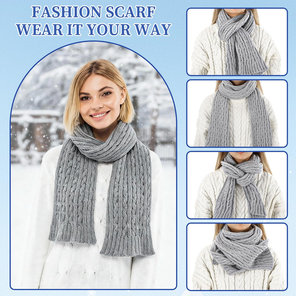 Geyoga 6 Pcs Winter Warm Set for Women Warm Beanies Hats Touchscreen Gloves Long Scarf Ear Muffs Socks Winter Gifts for Women