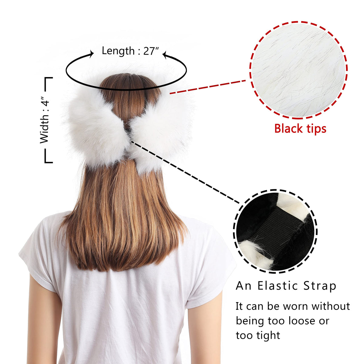 LA CARRIE Faux Fur Headband with Stretch Women's Winter Earwarmer Earmuff