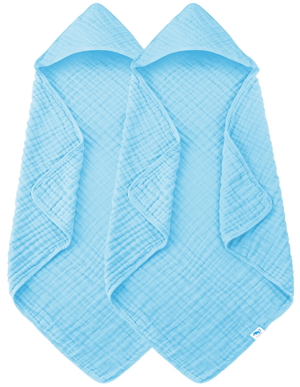 SWEET DOLPHIN Muslin Hooded Baby Bath Towels - 2 Pack 100% Cotton Towel for Babies, Infants, Toddlers - 32x32Inch - Highly Absorbent and Newborn Essential, Light Bean Paste