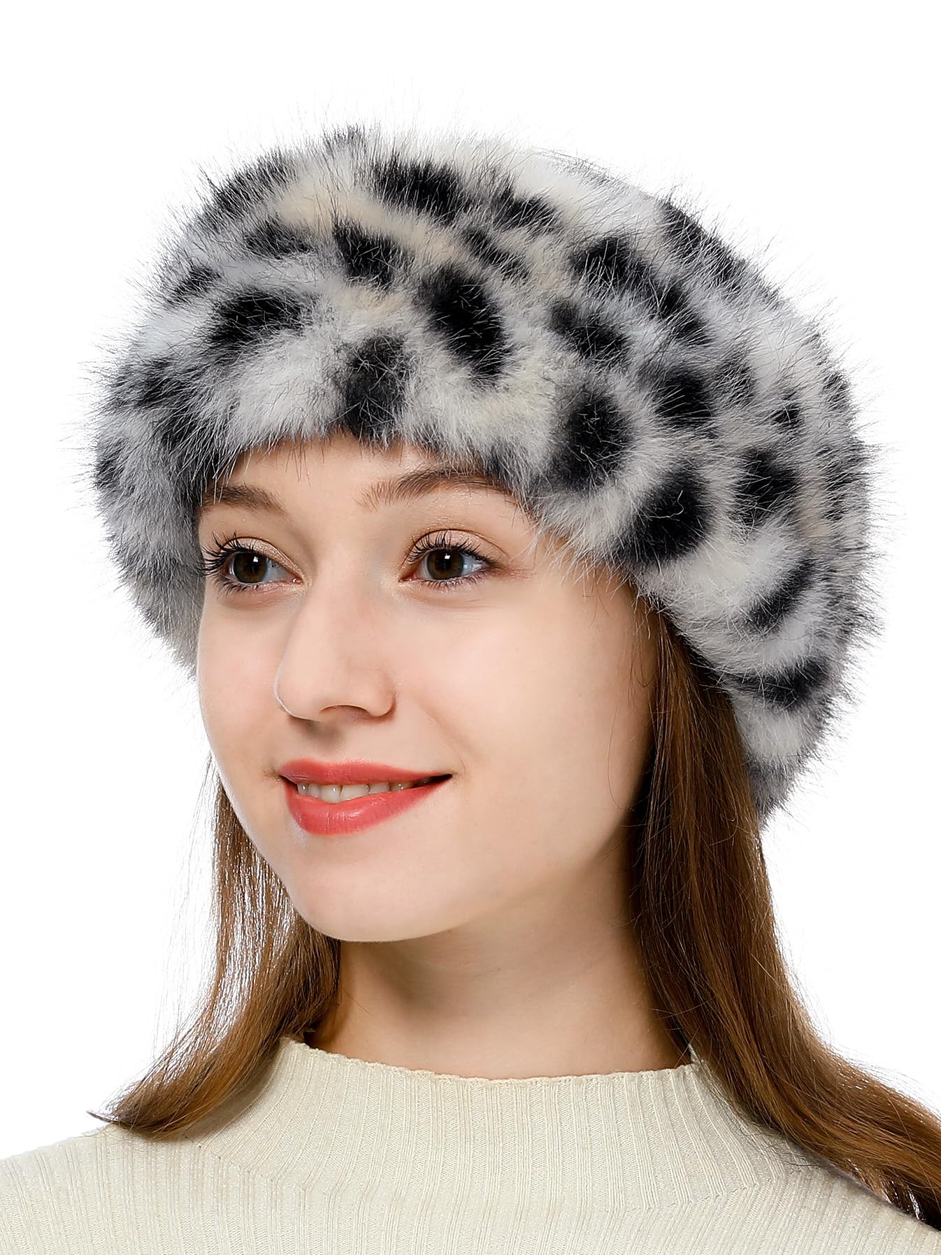 LA CARRIE Faux Fur Headband with Stretch Women's Winter Earwarmer Earmuff
