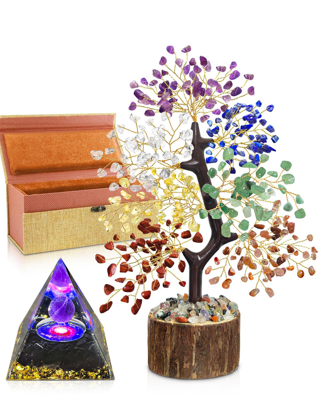 Healing Crystals Set, 28 Pcs Crystals and Healing Stones 7 Chakra Kits Obsidian Real Spiritual Protection Natural Reiki Energy Meditation Crystals for Beginners Wooden Box, Crystal Gifts for Women