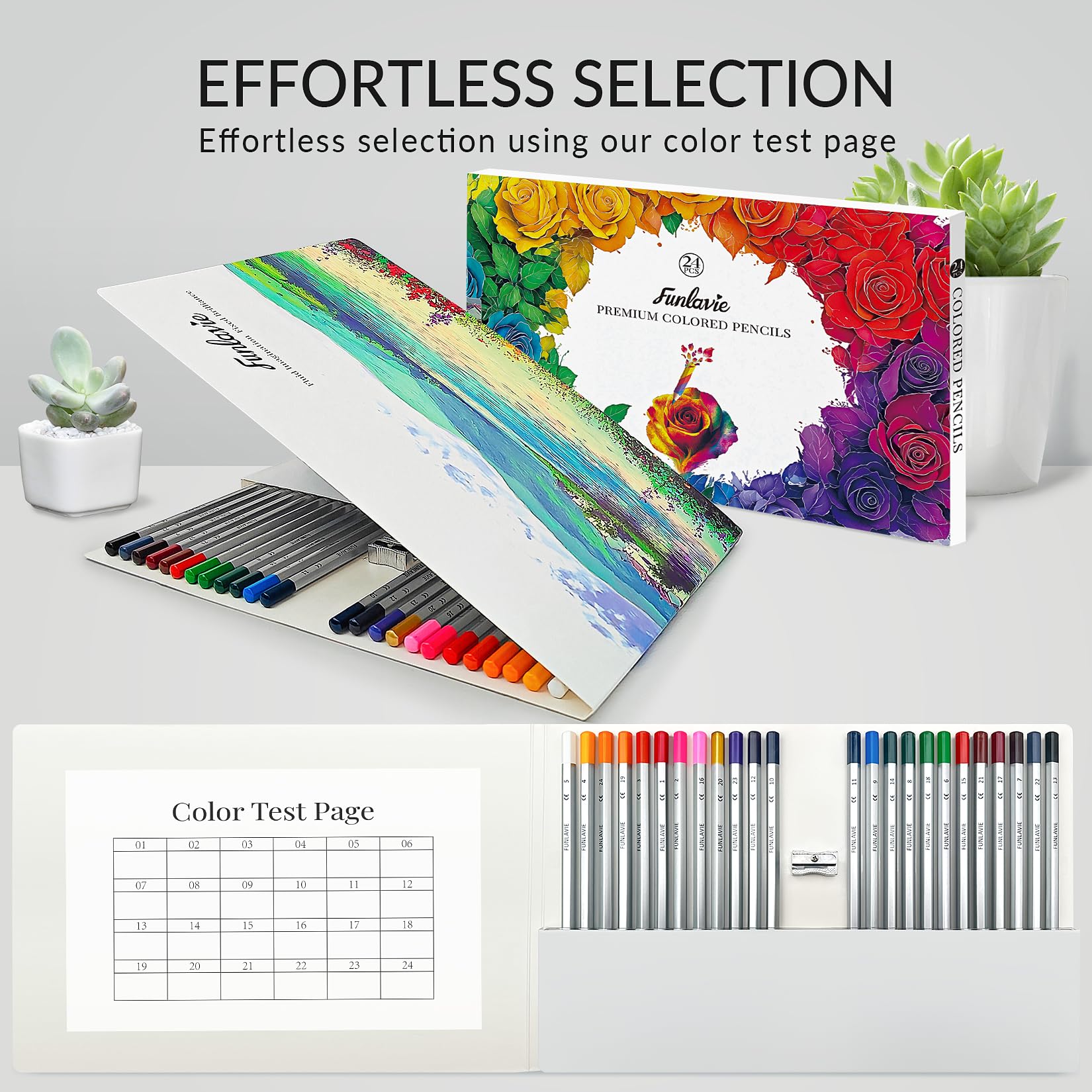 24 Colored Pencils for Adult Coloring Books,Soft Core Coloring Pencil Set,Drawing Pencils for sketching & Painting,Art Pencil & Art Supplies for Adults and Teens,Oil-Based with Sharpener