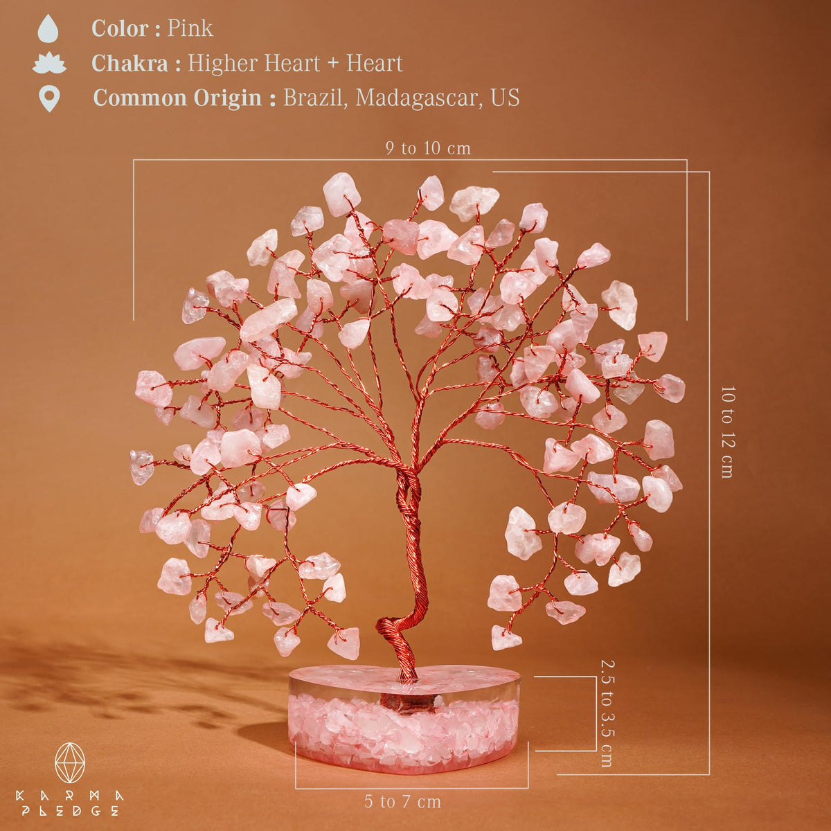 Rose Quartz Crystal Trees for Home Decor, Office Desk Decoration, Chakra Healing Crystals and Stone for Positive Energy, Money, Good Luck, Tree of Life Spiritual Birthday Gifts for Women and Mom