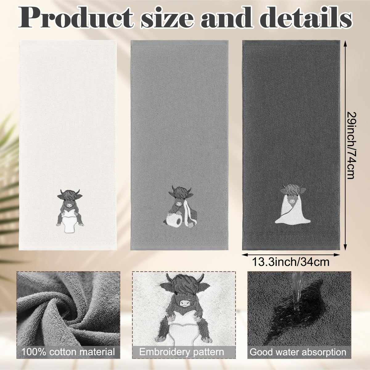 3 Pcs African Woman Hand Towels Black Girl African American Bathroom Home Decor Boho Decorative Farmhouse 100% Cotton Embroidered Towels for Bathroom Kitchen 13. 3 x 29. 5''