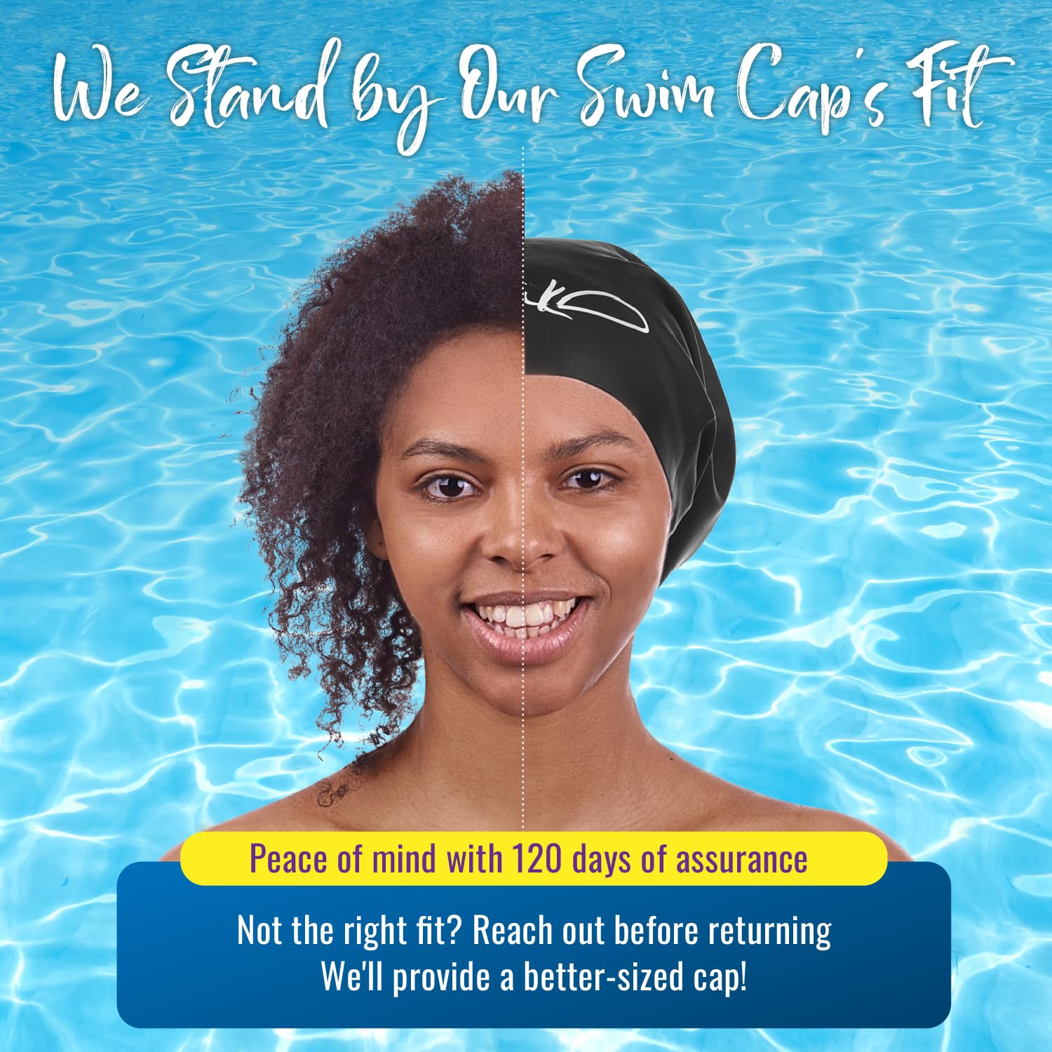 Large Swim Cap for Long Hair - Waterproof Durable Silicone Swimming Cap for Braids, Dreadlocks, Weaves, Afros, Curls – Swim Caps for Women & Men – Anti-Leak Seal for Pool, Beach, Laps & Water Workouts