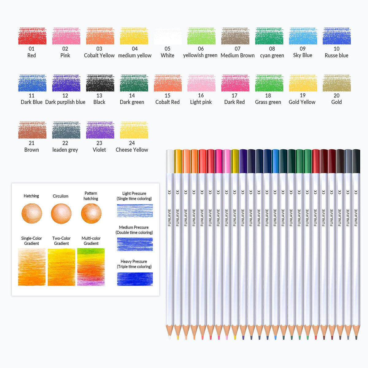 24 Colored Pencils for Adult Coloring Books,Soft Core Coloring Pencil Set,Drawing Pencils for sketching & Painting,Art Pencil & Art Supplies for Adults and Teens,Oil-Based with Sharpener