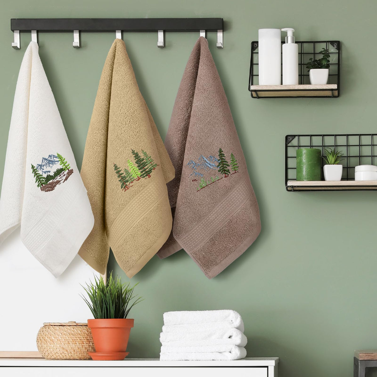 3 Pcs African Woman Hand Towels Black Girl African American Bathroom Home Decor Boho Decorative Farmhouse 100% Cotton Embroidered Towels for Bathroom Kitchen 13. 3 x 29. 5''