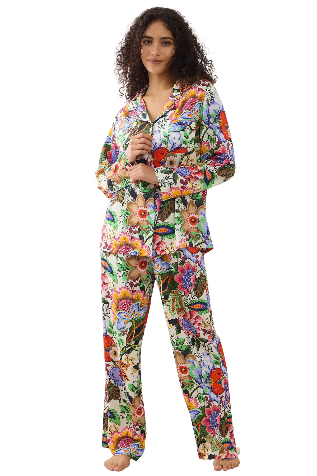 Womens Pajamas Set 2 Piece Long Sleeve Sleepwear Button Down Pjs Lounge Set Nightwear with Pockets
