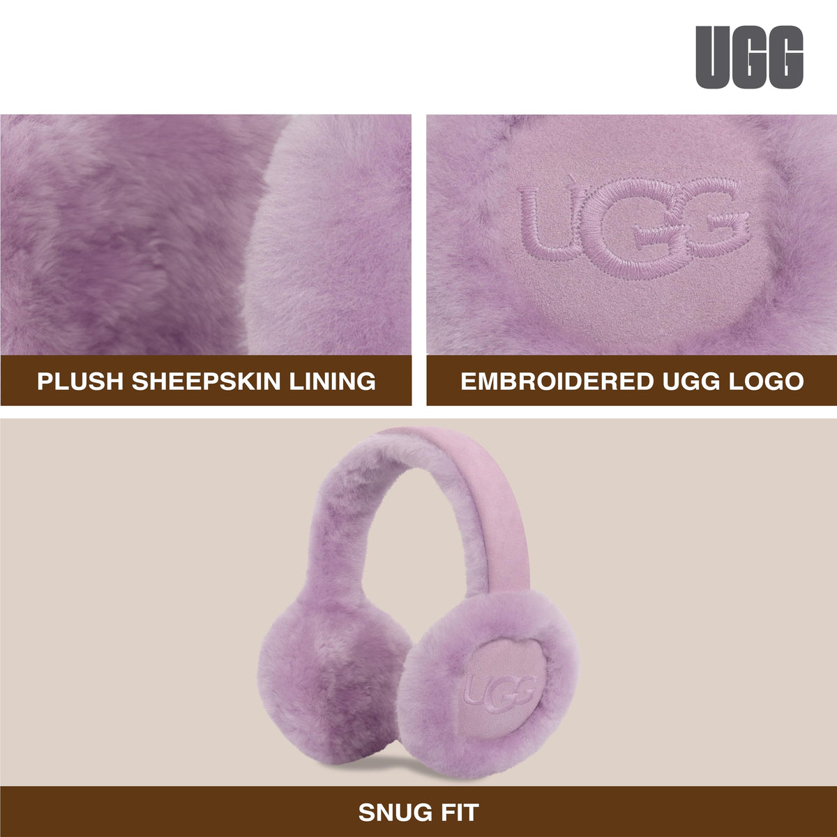 UGG womens Water Resistant Sheepskin Earmuffs With Embroidered Logo