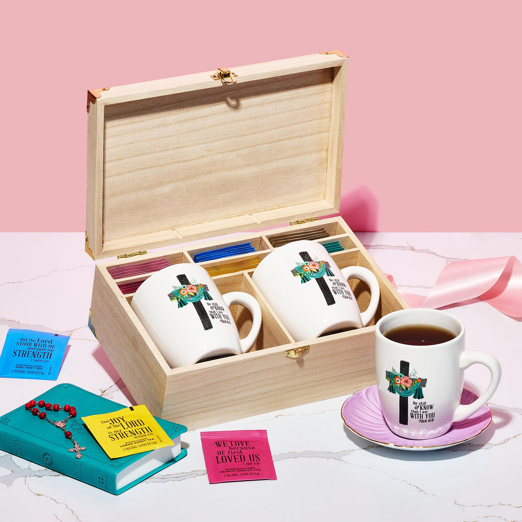 Thoughtfully Gourmet, Tea Affirmations Christian Prayer Gift Set, Includes 6 Flavours of Tea with Bible Verses from Psalms and Other Books to Rejoice, Pack of 90