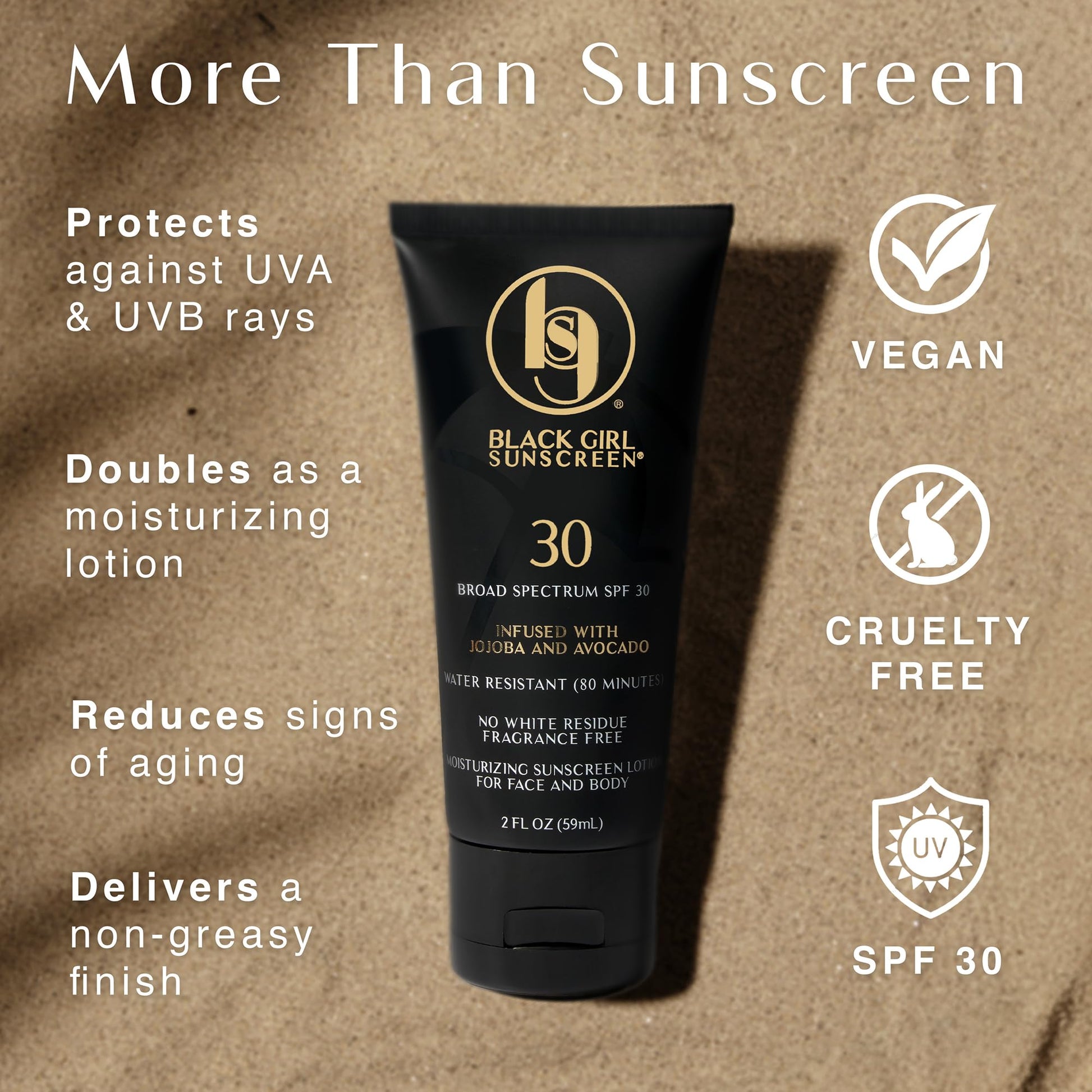 Face & Body Moisturizing Sunscreen Lotion SPF 30, No White-Residue for Melanin Rich Skin (2 Fl. Oz.)
