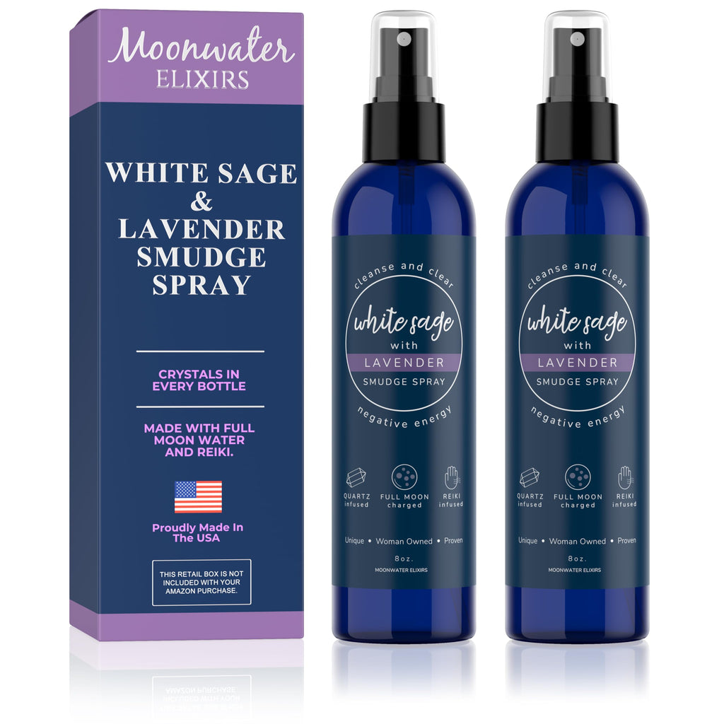 White Sage Smudge Spray for Spiritual Cleansing & Aura Protection, Sage Mist for Cleansing Negative Energy & Protection, Home & Meditation, Clear Quartz Reiki Energized Aromatherapy Room Spray - 4oz