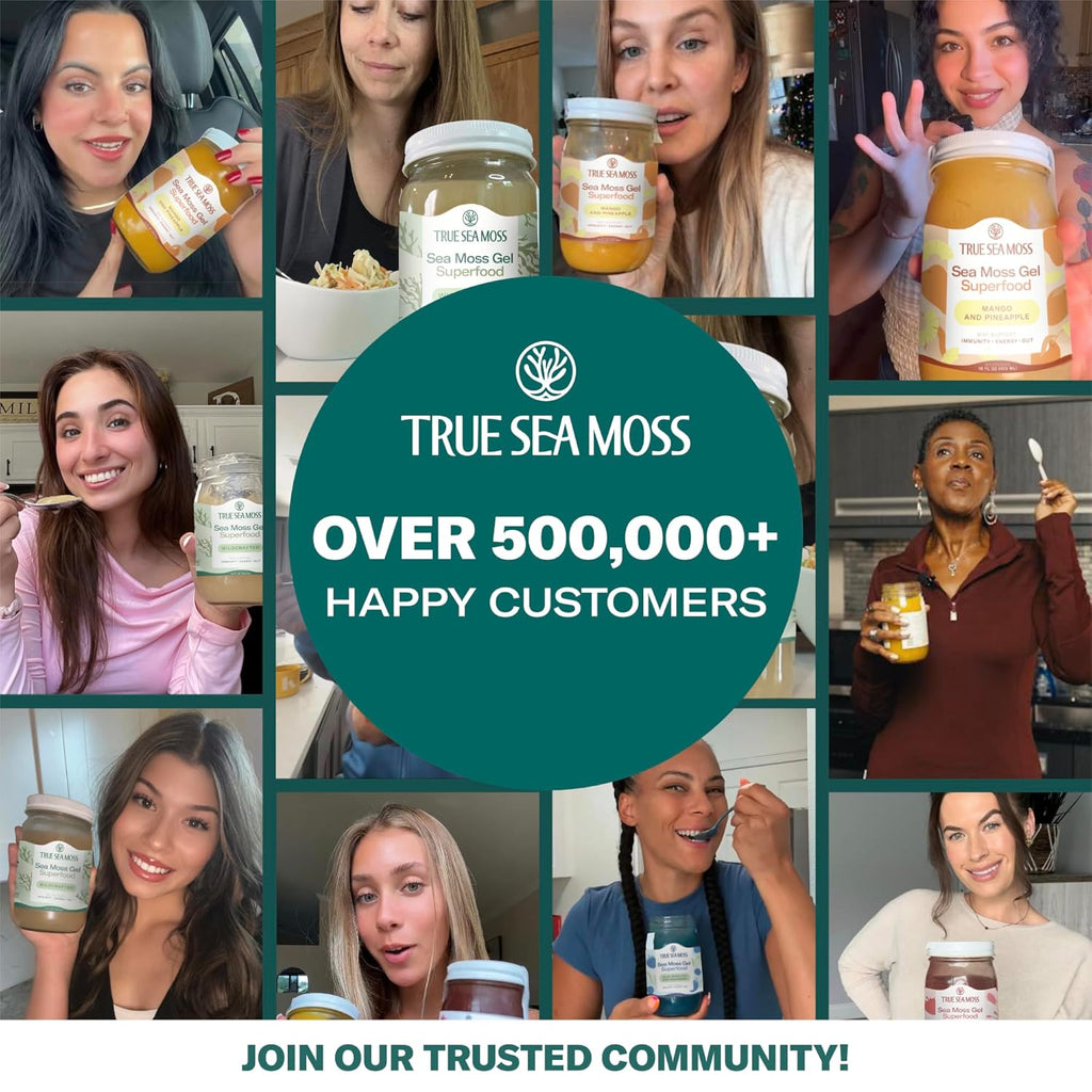 TrueSeaMoss Sea Moss Gel – Made in USA – Wildcrafted Seamoss, Fruits & Jarred Vegetables – Mango/Pineapple, Pack of 1 (Labels may Vary)