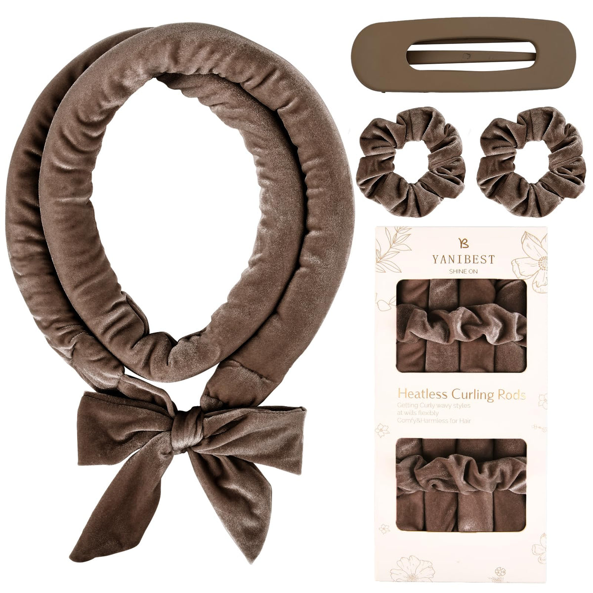 Yanibest Heatless Hair Curler, No Heat Hair Curlers to Sleep in, Super Soft Ribbon Wrap for Long Hair, Overnight Heatless Curling Set with Scrunchies and Clip, for All Hair types