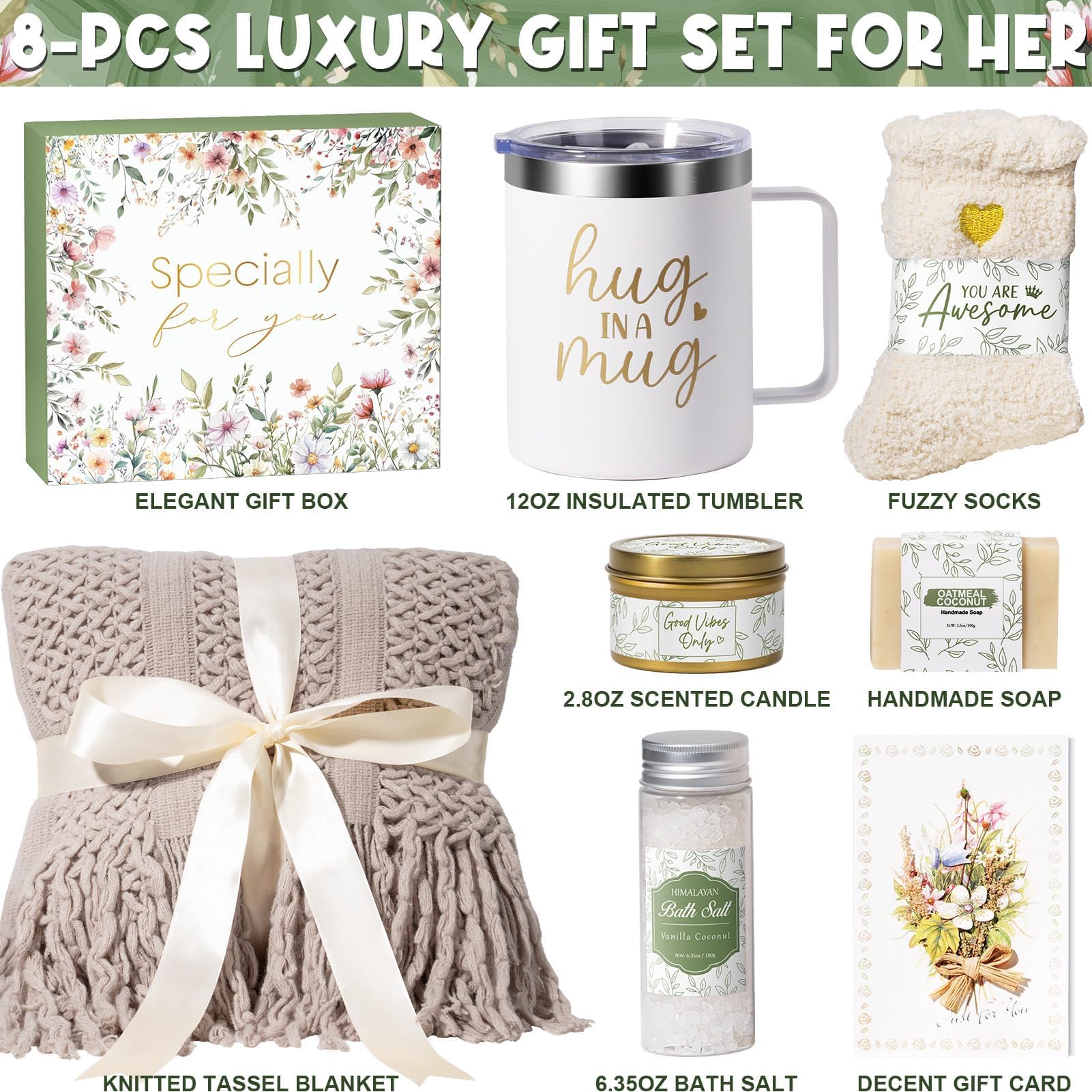 Self Care Gifts for Women Get Well Soon Gifts, Birthday Gifts for Women Care Package, Sympathy Gift Baskets Spa Gifts Set, Thinking of You Inspirational Christmas Gifts for Mom Her Friend Sister Wife