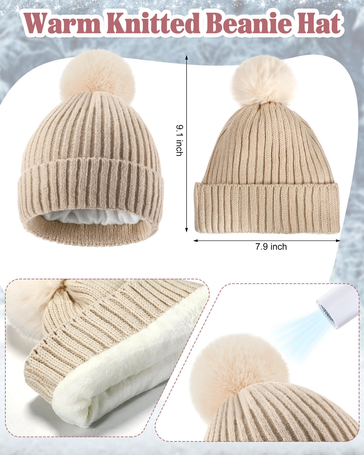 Geyoga 6 Pcs Winter Warm Set for Women Warm Beanies Hats Touchscreen Gloves Long Scarf Ear Muffs Socks Winter Gifts for Women