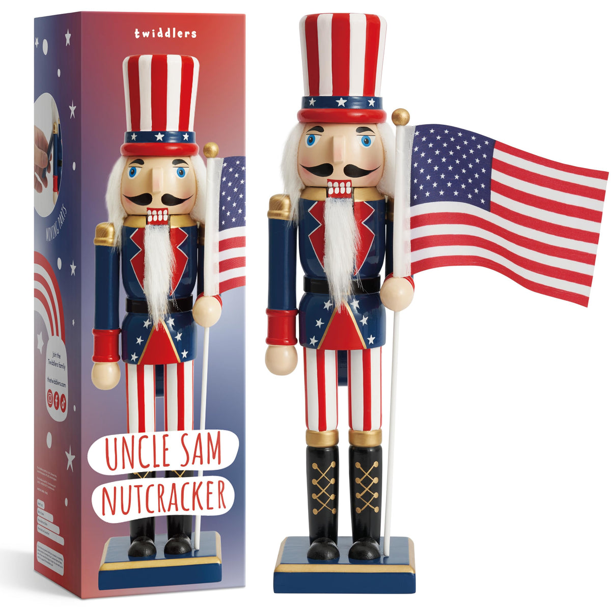 THE TWIDDLERS 12-Inch Wooden Nutcracker Christmas Decor African American King Soldier - Decorative Christmas Nutcracker Figures, Nutcracker Christmas Decorations, Cascanueces de Navidad with Gift Box
