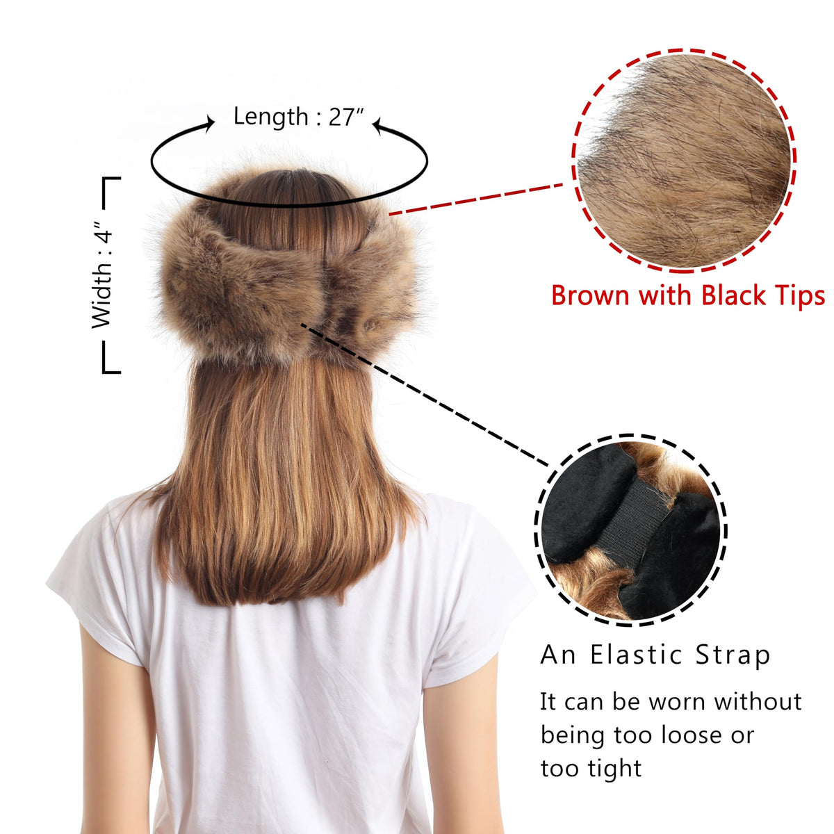 LA CARRIE Faux Fur Headband with Stretch Women's Winter Earwarmer Earmuff