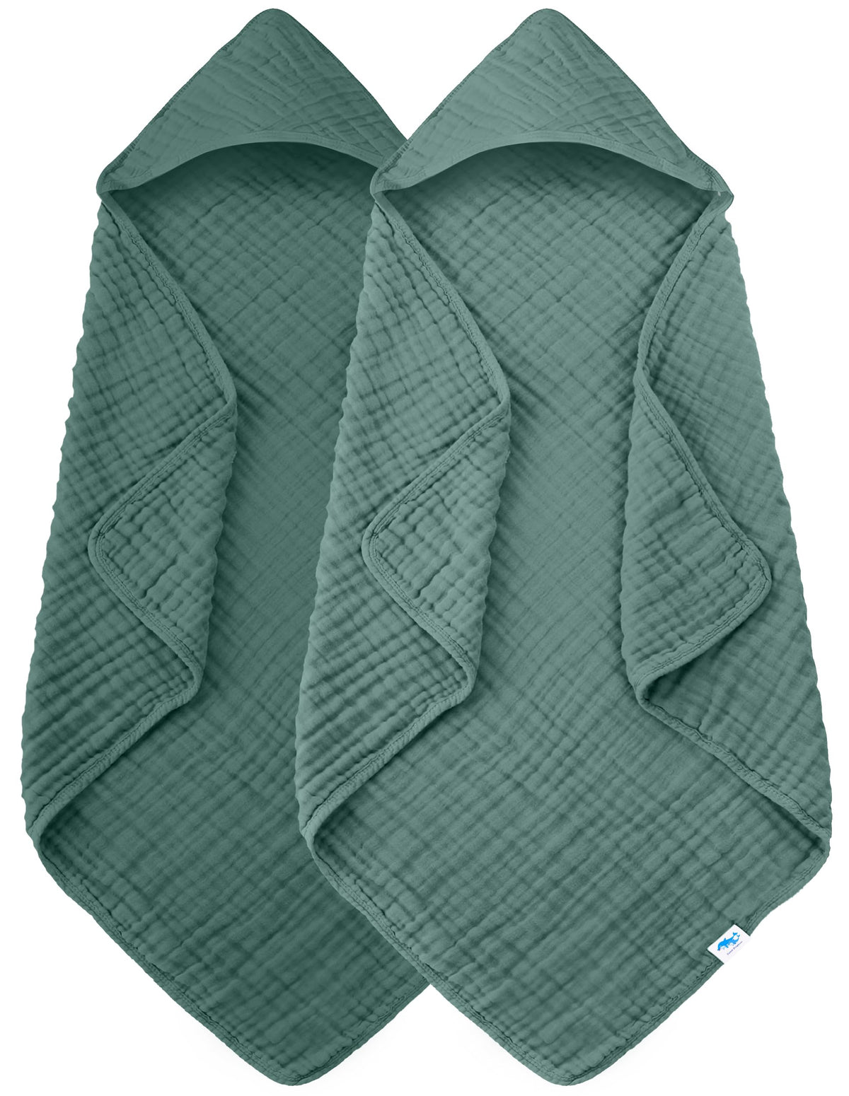 SWEET DOLPHIN Muslin Hooded Baby Bath Towels - 2 Pack 100% Cotton Towel for Babies, Infants, Toddlers - 32x32Inch - Highly Absorbent and Newborn Essential, Light Bean Paste