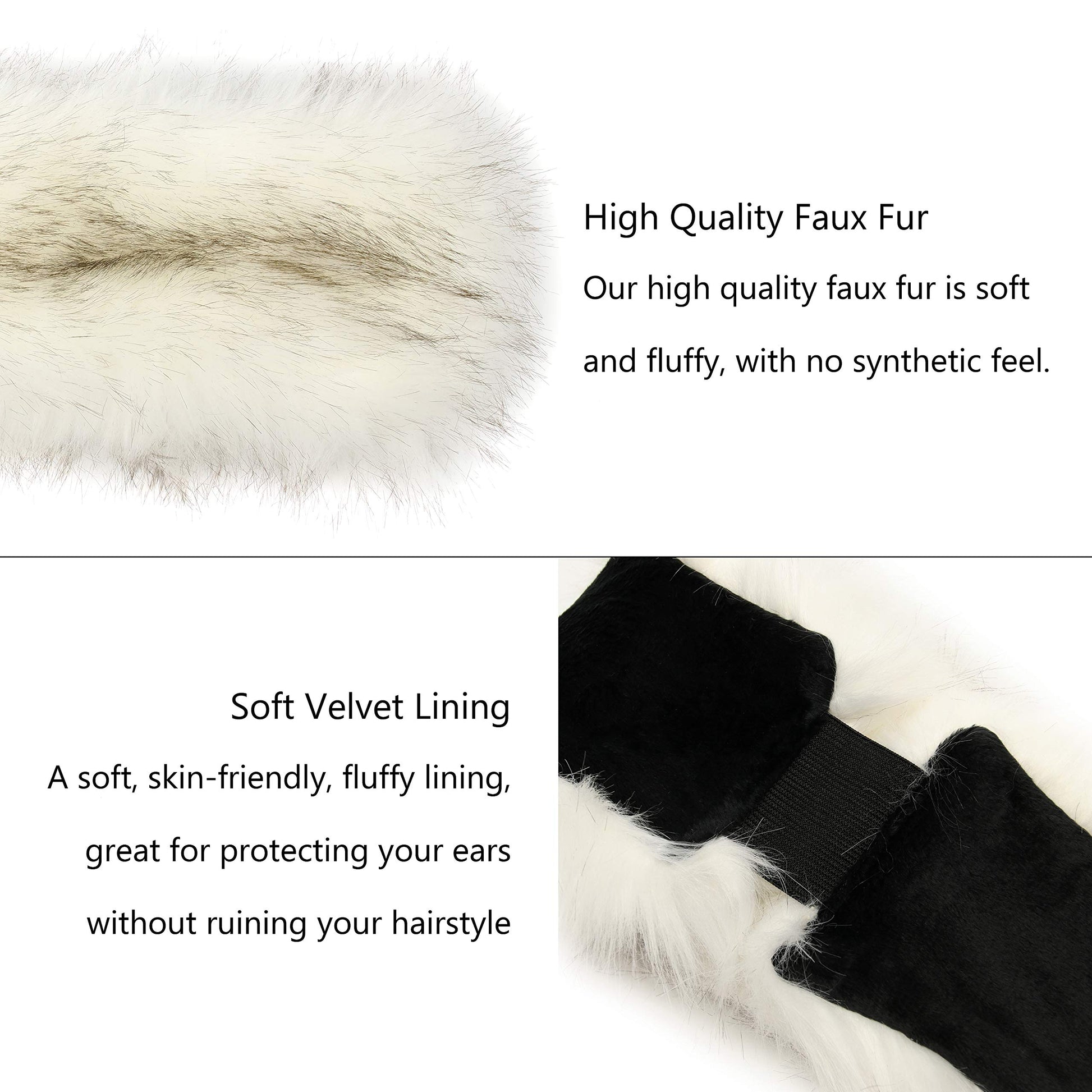 LA CARRIE Faux Fur Headband with Stretch Women's Winter Earwarmer Earmuff