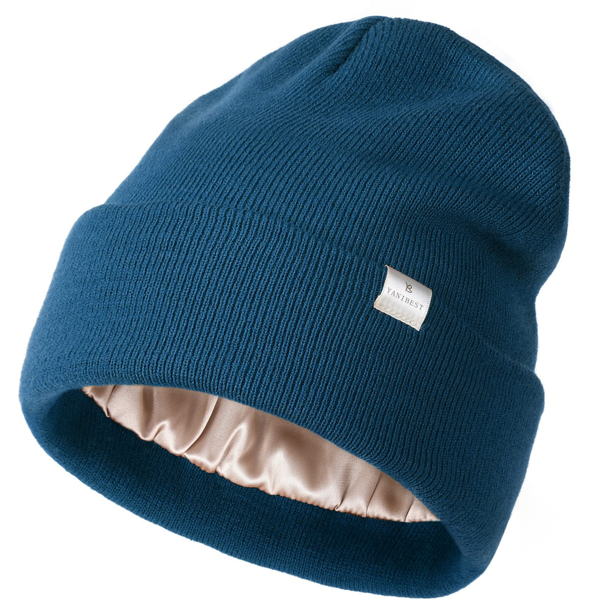 YANIBEST Satin Lined Beanie for Women Reduce Frizz Winter Hats for Women Men Silk Lining Soft Slouchy Warm Cuffed Less Static