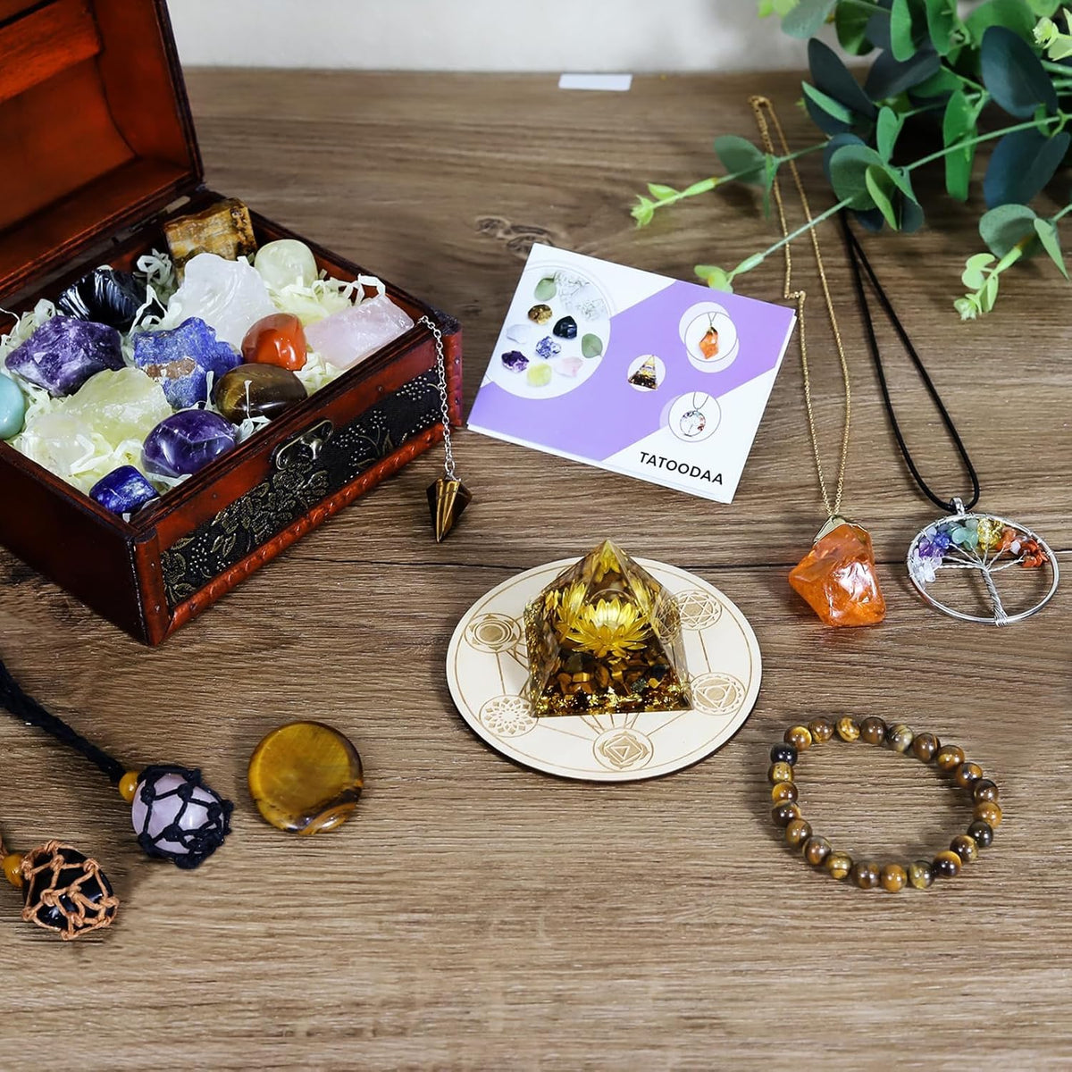 Healing Crystals Set, 28 Pcs Crystals and Healing Stones 7 Chakra Kits Obsidian Real Spiritual Protection Natural Reiki Energy Meditation Crystals for Beginners Wooden Box, Crystal Gifts for Women