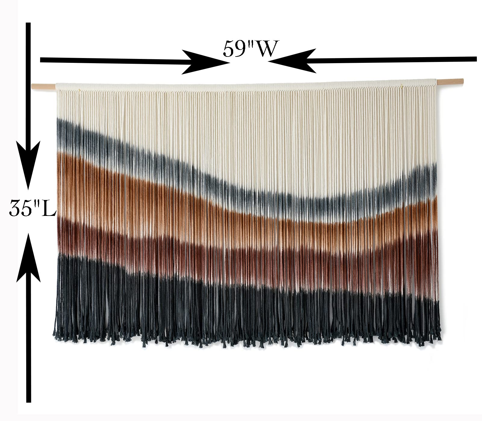 Flber Macrame Wall Hanging Tie-Dye Geometric Decor Large Scale Wall Art Statement Bohemian Yarn Tapestry Home Wall Decor 59''W*35''L