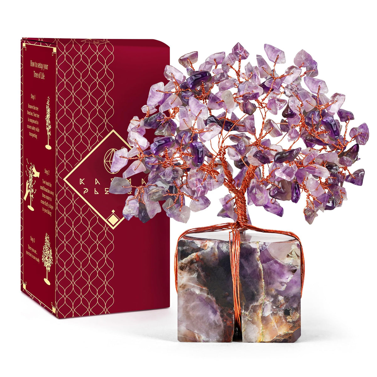 Crystal Tree of Life 7 Chakra Healing Crystals Trees for Home Decor, Office Desk Decor, Boho Decor, Handmade Bonsai Trees for Positive Energy, Money, Good Luck Birthday Gifts for Women, Mom