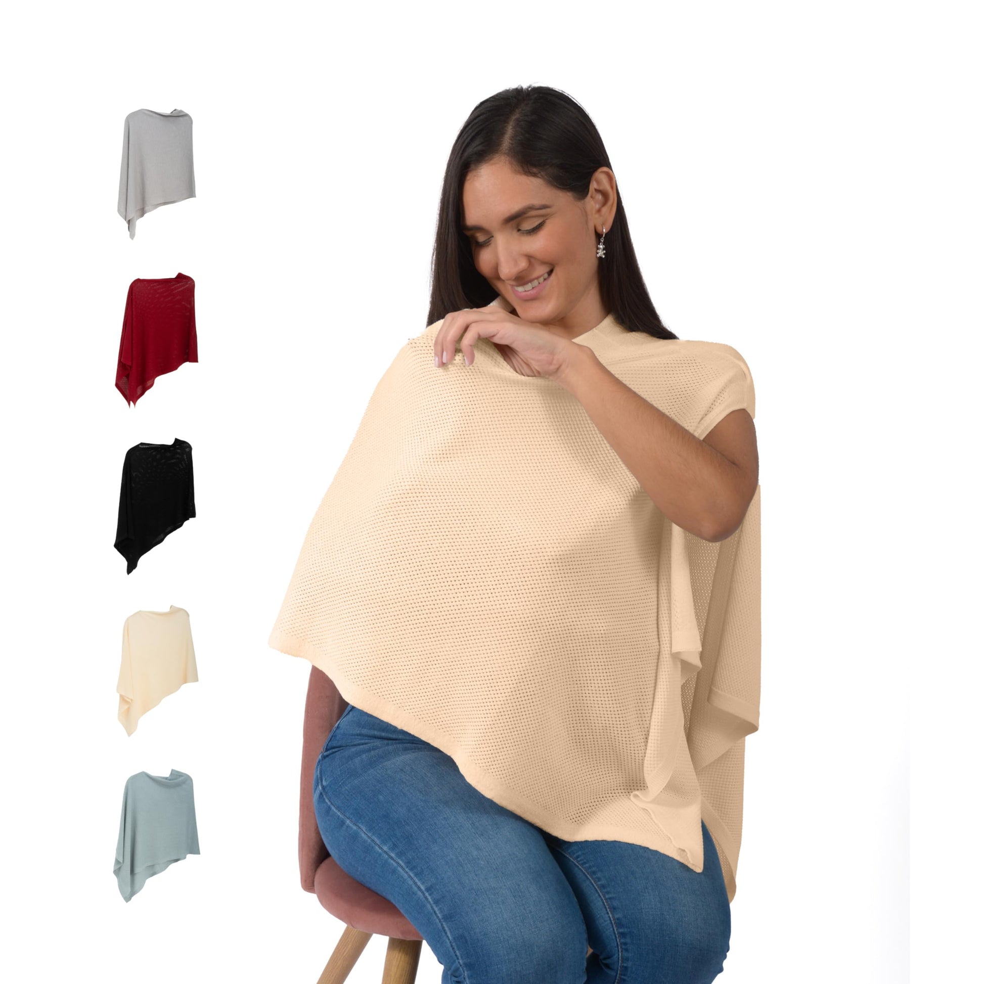 Breathable Nursing Cover Up for Breastfeeding - Privacy Nursing Covers - Newborn Essentials Must Haves - Improved Ponchy by Gold Mamas - Sand