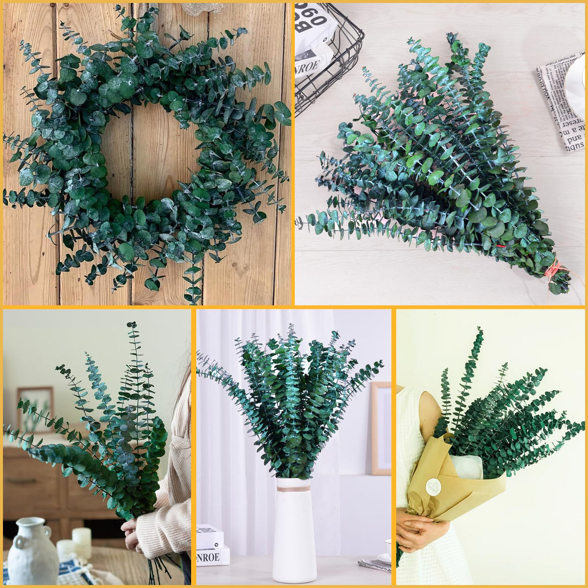42 PCS Dried Eucalyptus Bundle - 17" Large Preserved Eucalyptus Stems, Real Leaves for Shower Hanging, Artificial Flowers Arrangement, Home Bathroom Decor