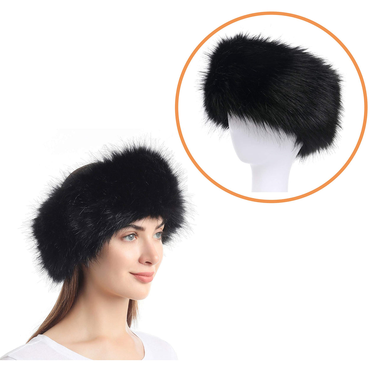 LA CARRIE Faux Fur Headband with Stretch Women's Winter Earwarmer Earmuff
