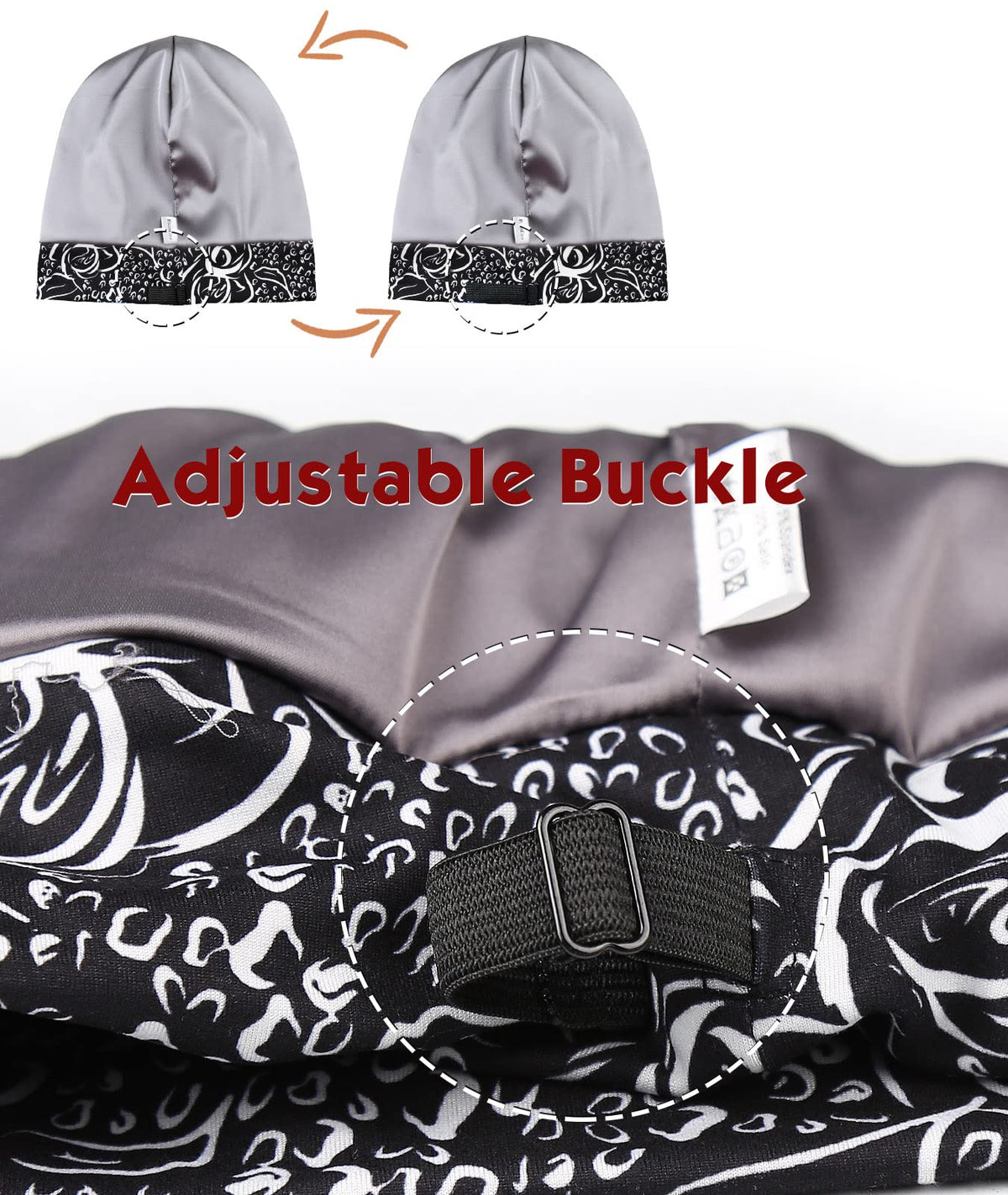 Adjustable Satin Lined Sleep Cap for Dreadlocks Curly Hair Large Head-Stay On Overnight