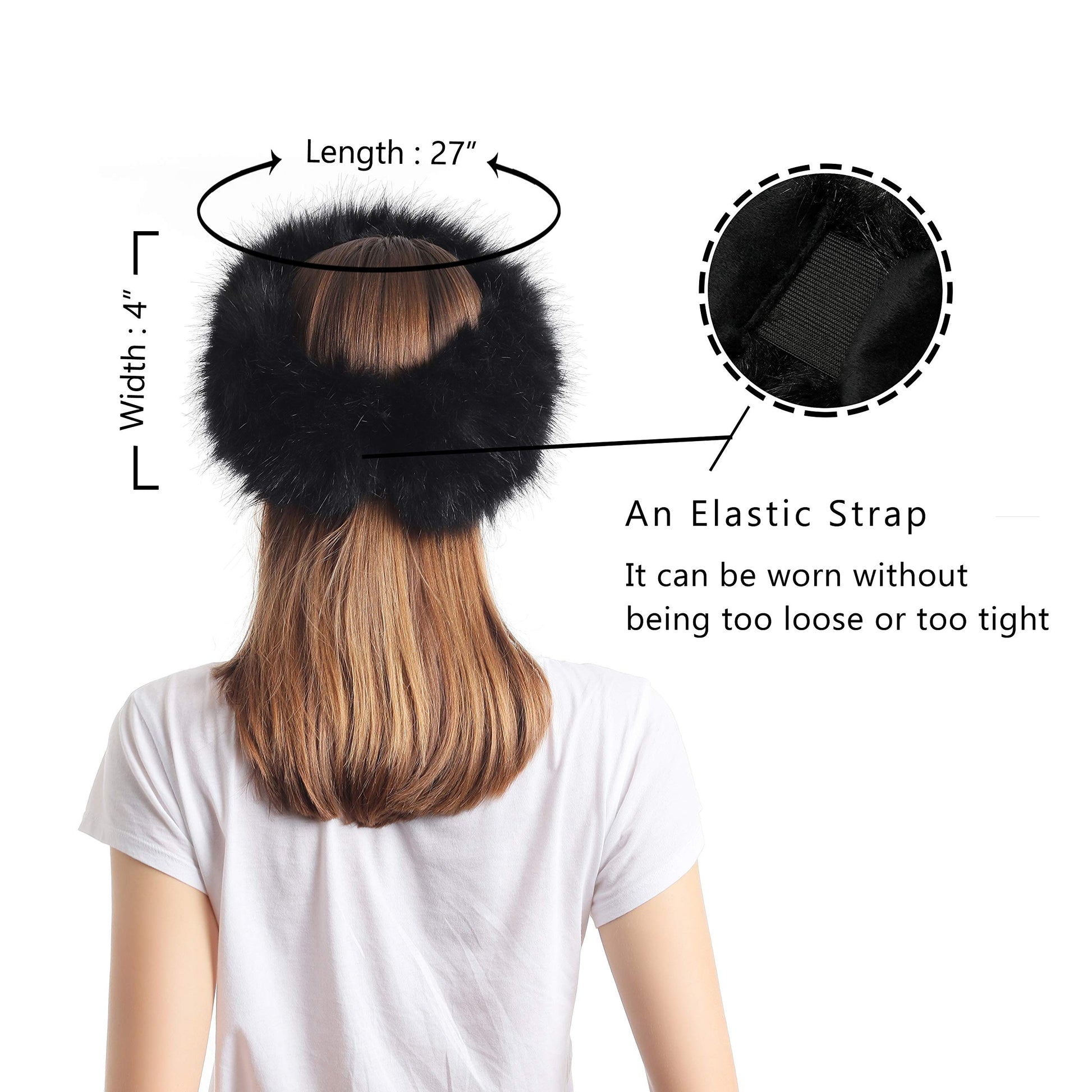 LA CARRIE Faux Fur Headband with Stretch Women's Winter Earwarmer Earmuff