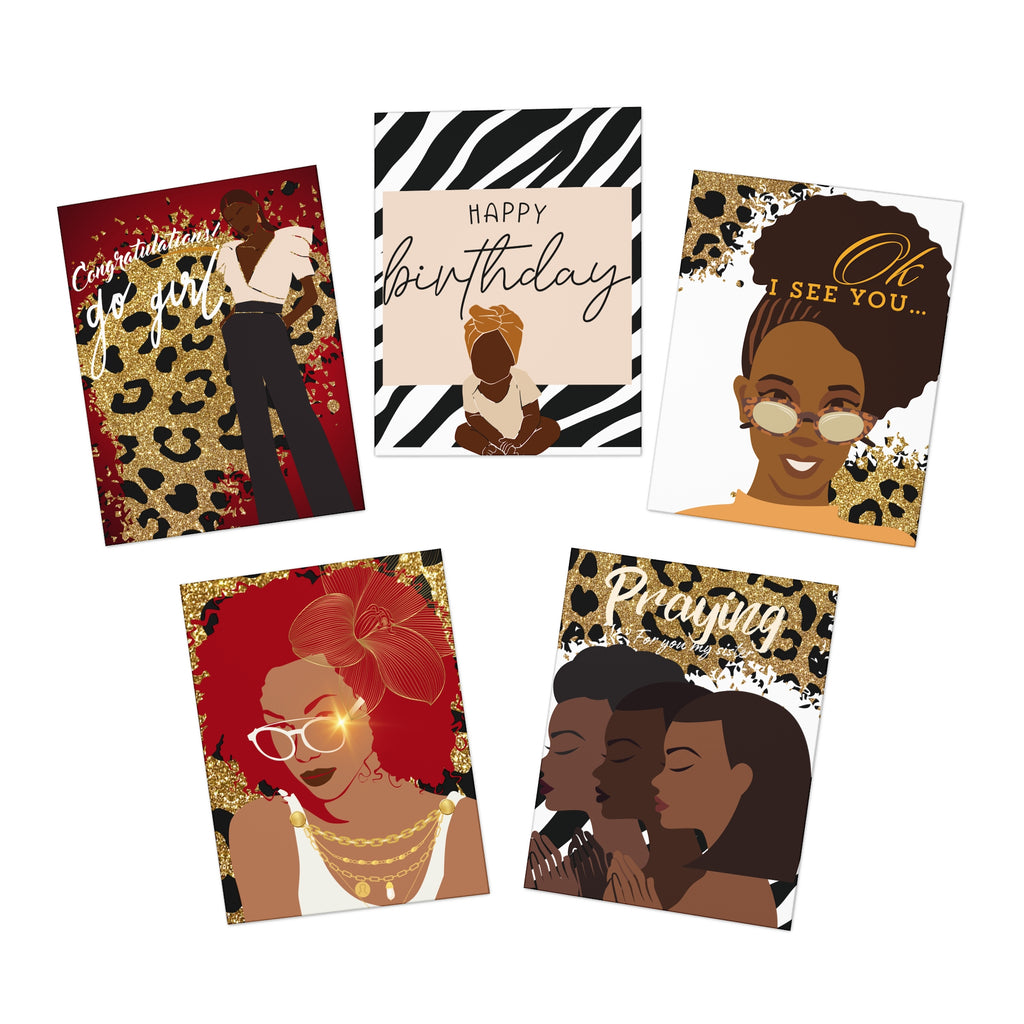 HomeGirl Goods Greeting Cards - Sisterly Love Inspirational Black Women (5-Pack)