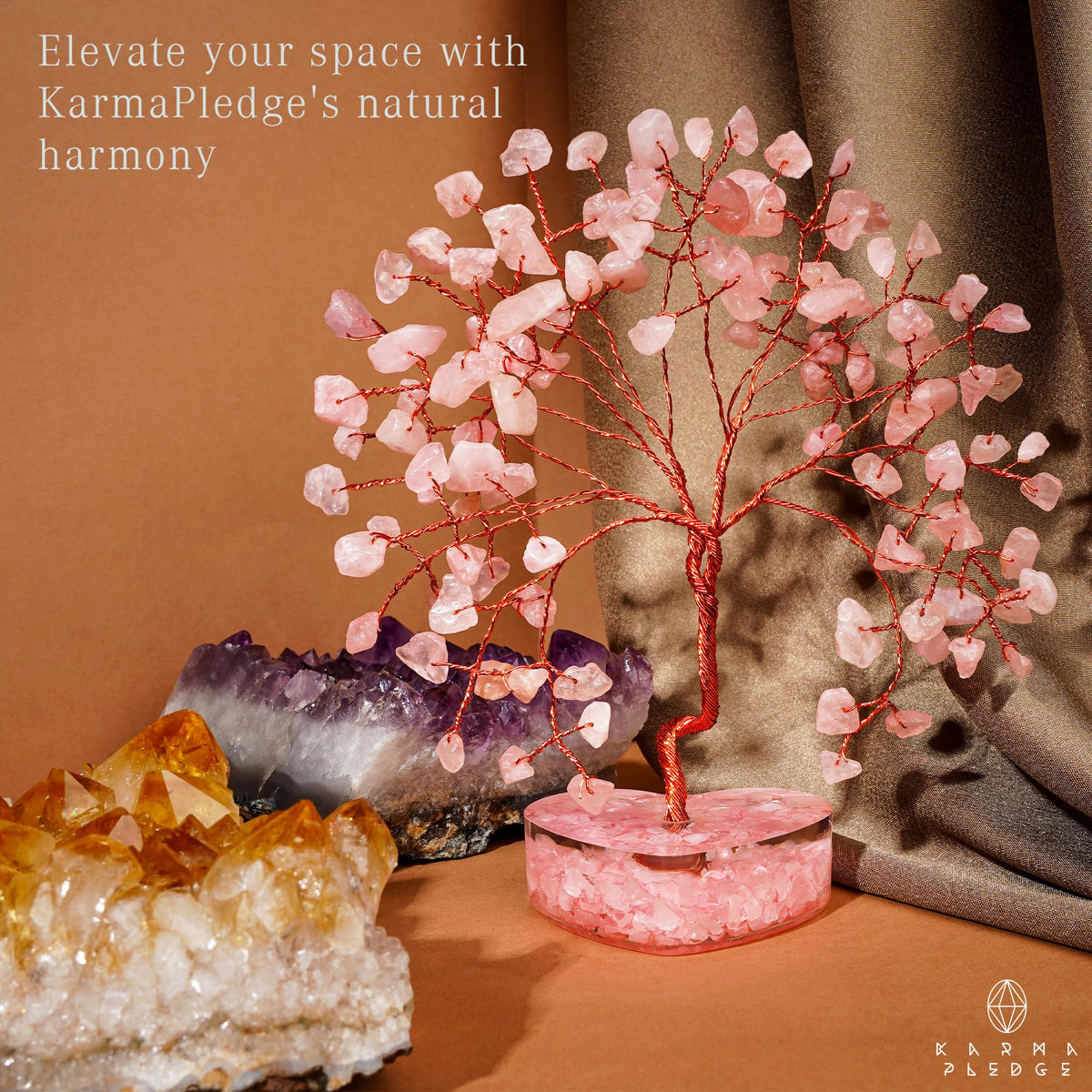 Rose Quartz Crystal Trees for Home Decor, Office Desk Decoration, Chakra Healing Crystals and Stone for Positive Energy, Money, Good Luck, Tree of Life Spiritual Birthday Gifts for Women and Mom