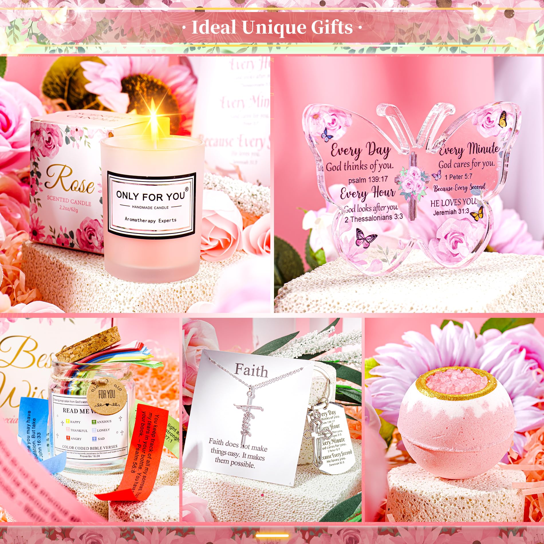 14PCS Christian Gifts for Women Faith, Inspirational Gifts for Women,Spiritual Religious Catholic Baptism Gifts,Get Well Soon Gifts w/ Blanket Mothers Day Gifts for Mom Wife, Girlfriend,Sister