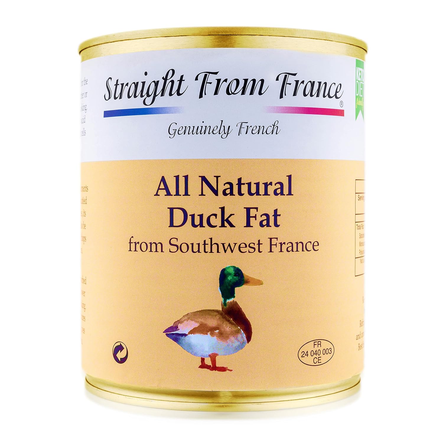 Straight from France All Natural Duck Fat for Cooking from Southwest France Keto and Paleo Diet Friendly 695g 24.5oz