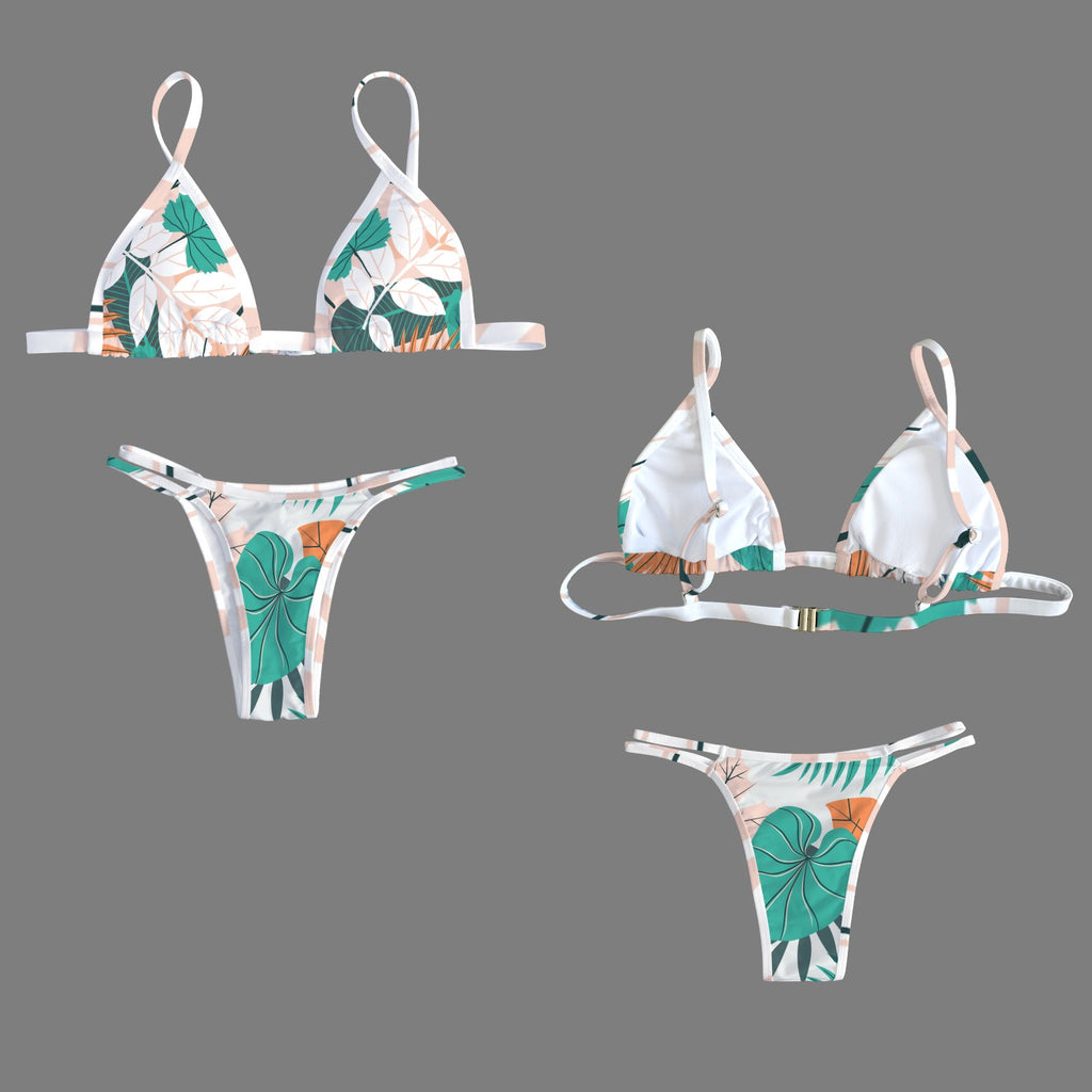 Happy Bloom Double Strap Triangle Two Piece Bikini