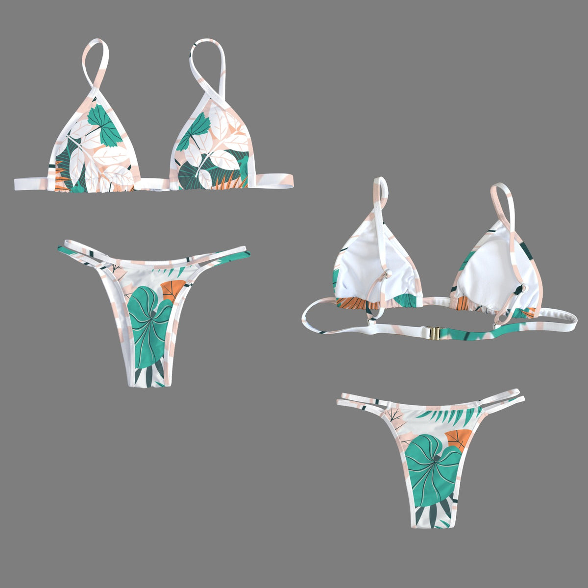 Happy Bloom Double Strap Triangle Two Piece Bikini