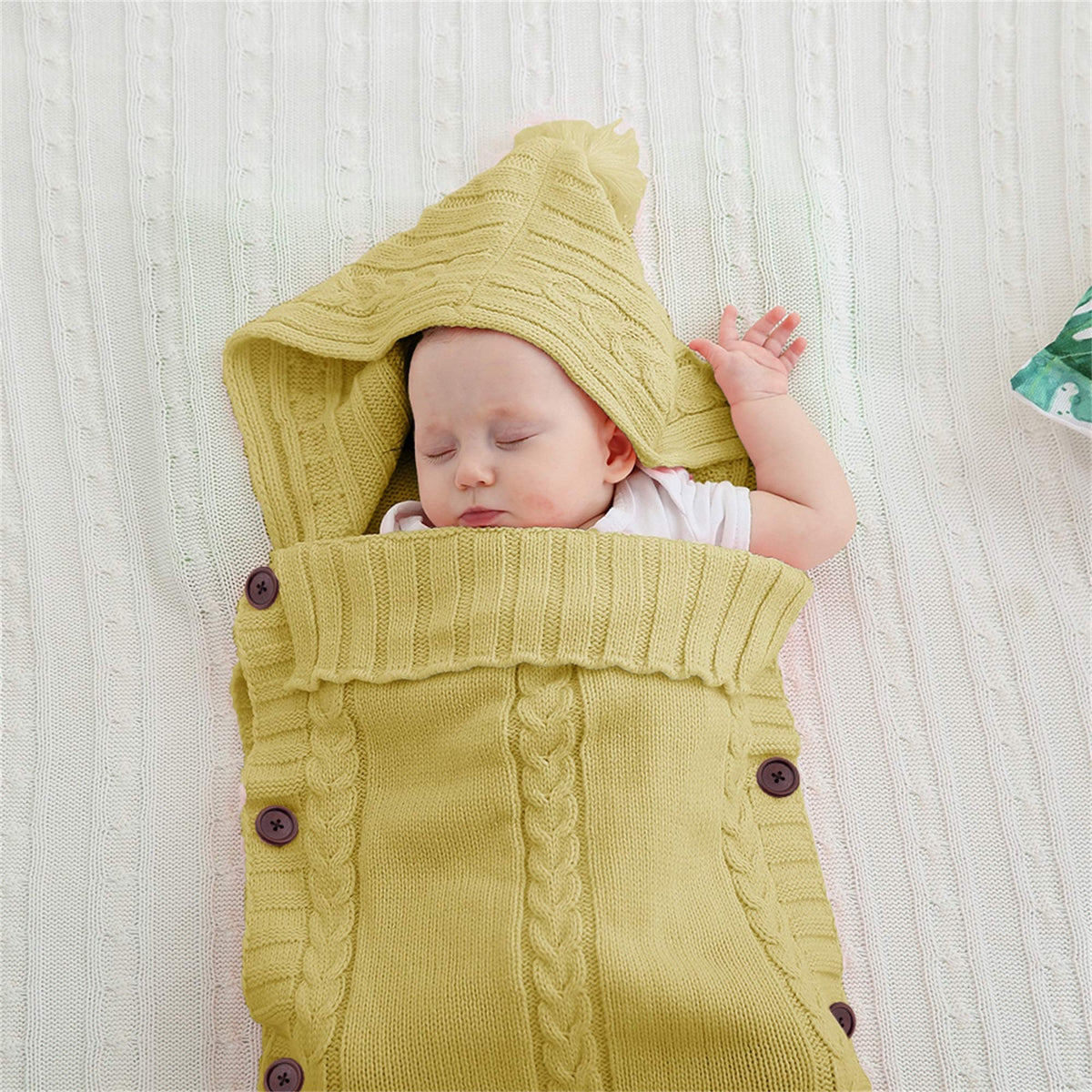XMWEALTHY Newborn Baby Wrap Swaddle Blanket Knit Sleeping Bag Sleep Sack Stroller Wrap for Baby(Beige) (0-6 Month)