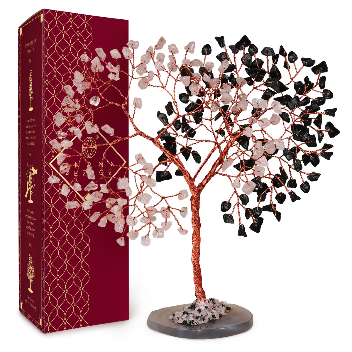 Crystal Tree of Life 7 Chakra Healing Crystals Trees for Home Decor, Office Desk Decor, Boho Decor, Handmade Bonsai Trees for Positive Energy, Money, Good Luck Birthday Gifts for Women, Mom