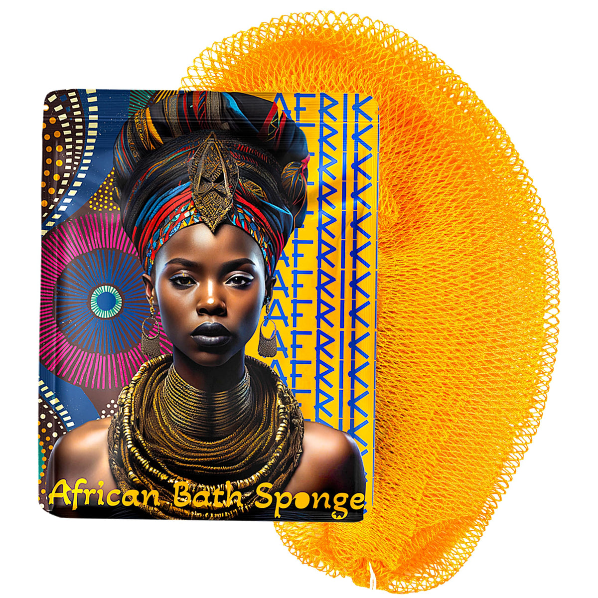 AFRIKI African Net Sponge – Exfoliating Body Scrubber, Black Owned & Rooted in Africa, All Skin Types | 45 in Long