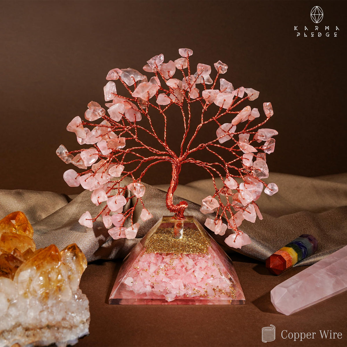 Rose Quartz Crystal Trees for Home Decor, Office Desk Decoration, Chakra Healing Crystals and Stone for Positive Energy, Money, Good Luck, Tree of Life Spiritual Birthday Gifts for Women and Mom