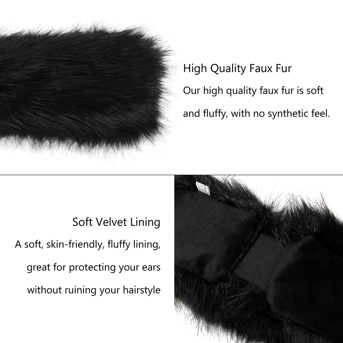 LA CARRIE Faux Fur Headband with Stretch Women's Winter Earwarmer Earmuff
