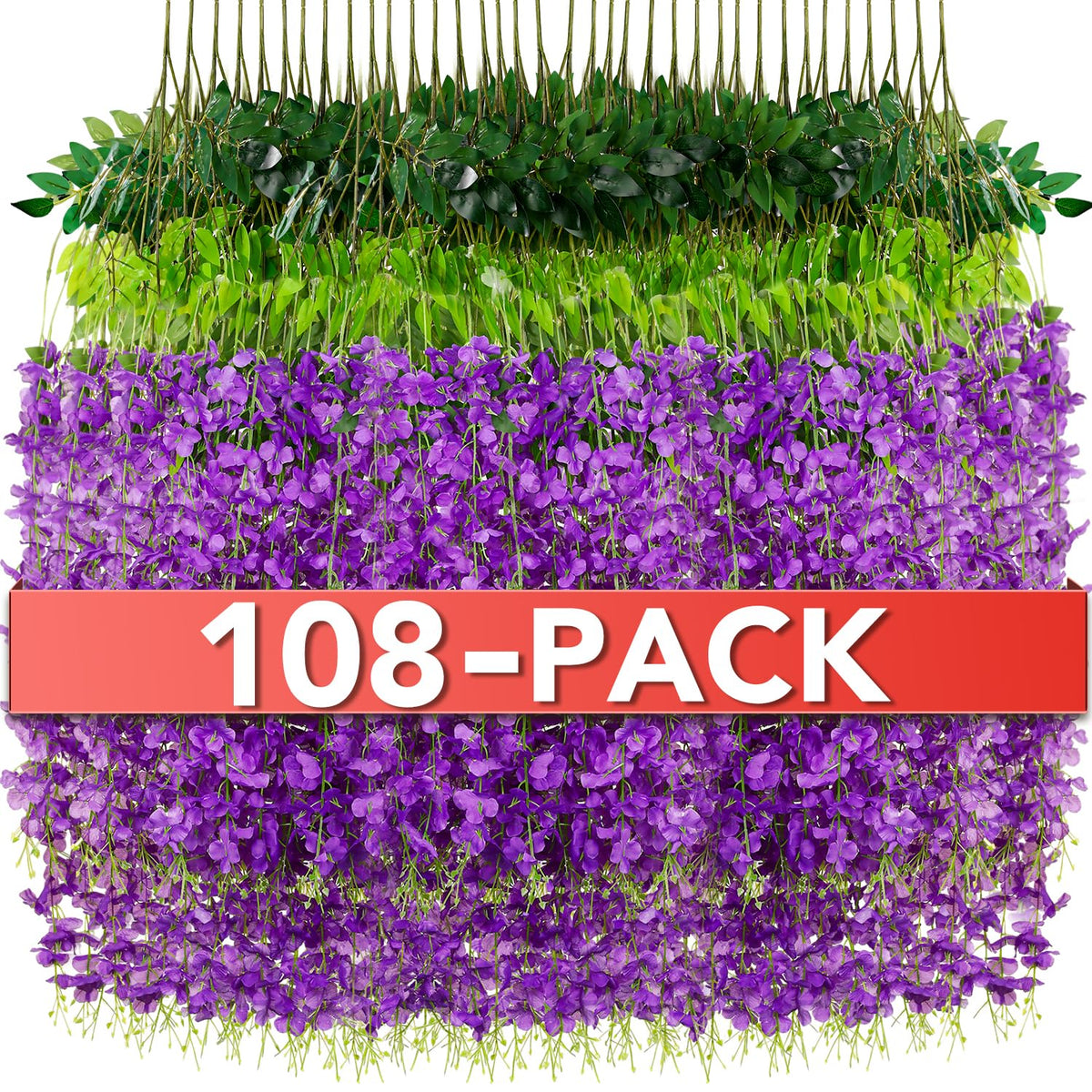 Wisteria Hanging Flowers,Fake Hanging Flowers,Wisteria artificiales Garland for Home Wedding Arch Floral Party Garden Ceremony Outdoor Decor,3.6 feet Long(36,White)