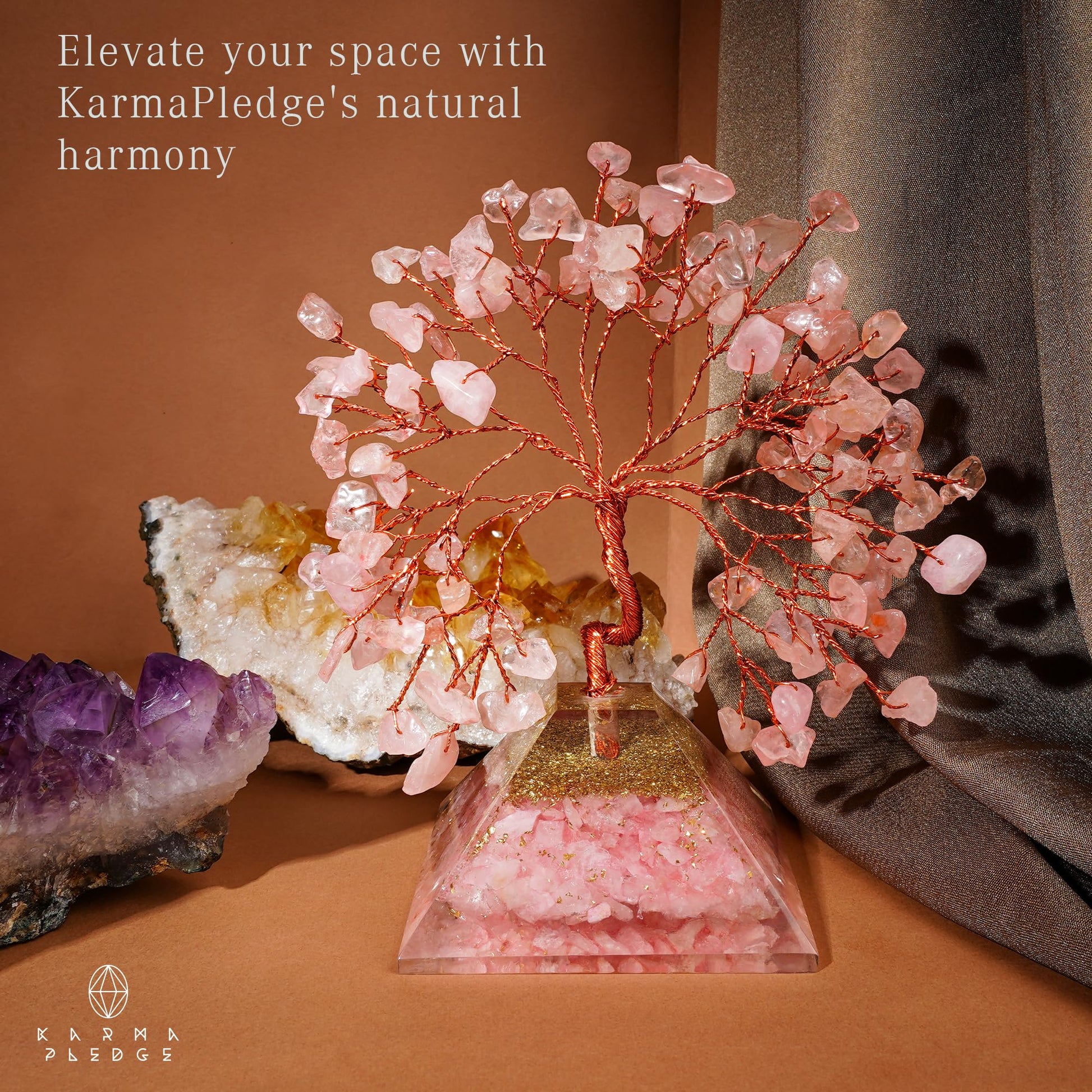 Rose Quartz Crystal Trees for Home Decor, Office Desk Decoration, Chakra Healing Crystals and Stone for Positive Energy, Money, Good Luck, Tree of Life Spiritual Birthday Gifts for Women and Mom